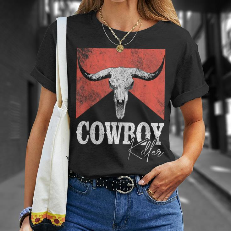 Cowboy Killers Bull Skull Howdy Punchy Western Country Music T-Shirt Gifts for Her
