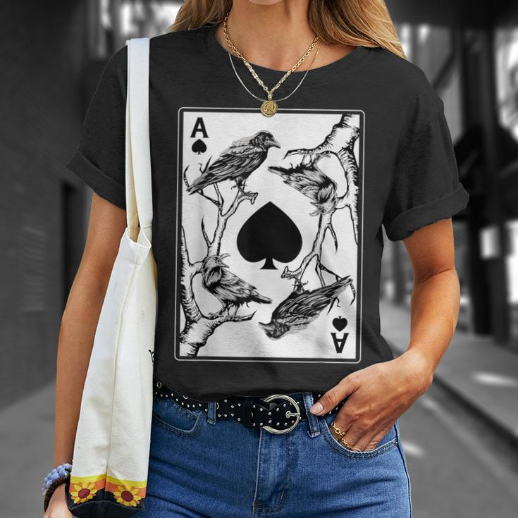 Crow And The Ace Of Spade Occult Death Aesthetic Tarot Card T-Shirt Gifts for Her