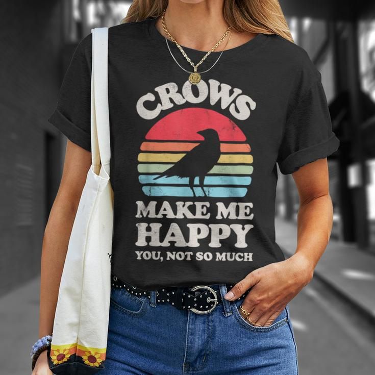 Crows Make Me Happy You Not So Much Crow Raven Vintage T-Shirt Gifts for Her