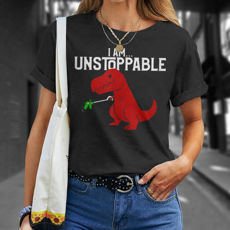 Cute & I Am Unstoppable T-Rex Dinosaur Pun T-Shirt Gifts for Her
