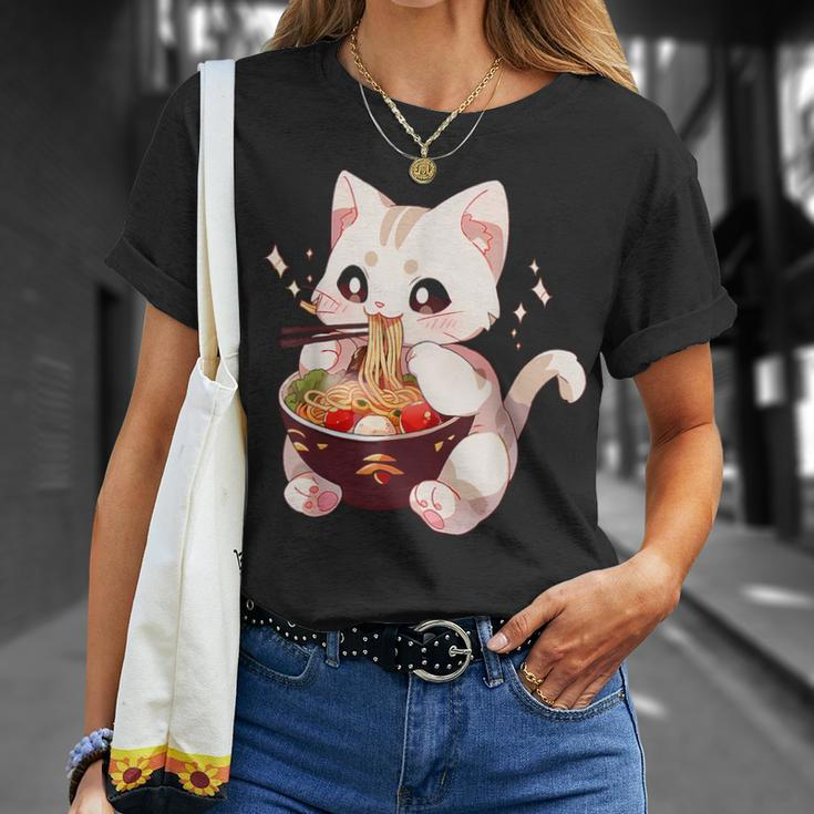 Cute Cat Ramen Noodles Kawaii Anime Girls N Japanese Food T-Shirt Gifts for Her