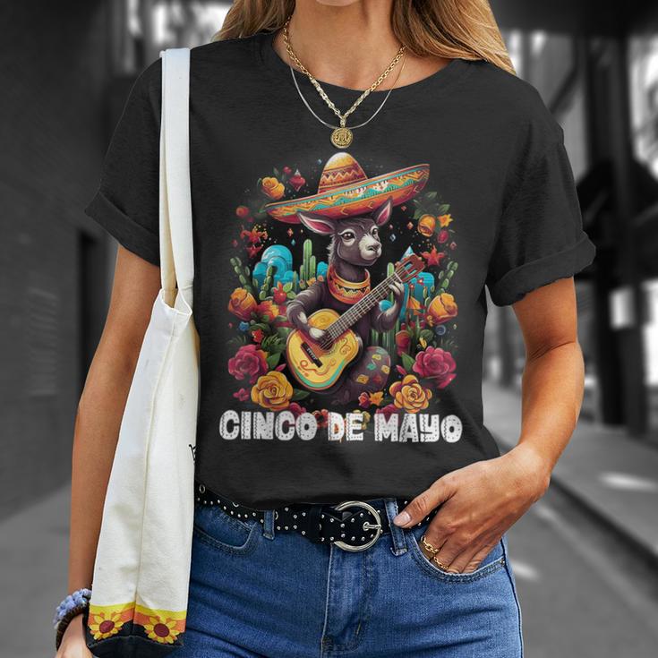 Cute Donkey Cinco De Mayo Mexican Party Guitar Music Apparel T-Shirt Gifts for Her