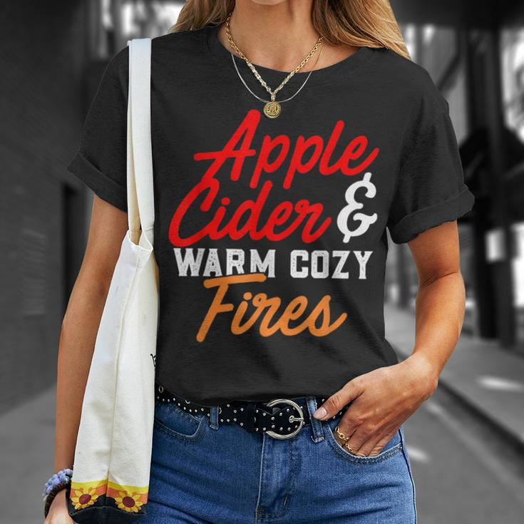 Cute Fall Apple Cider & Warm Cozy Fires T-Shirt Gifts for Her