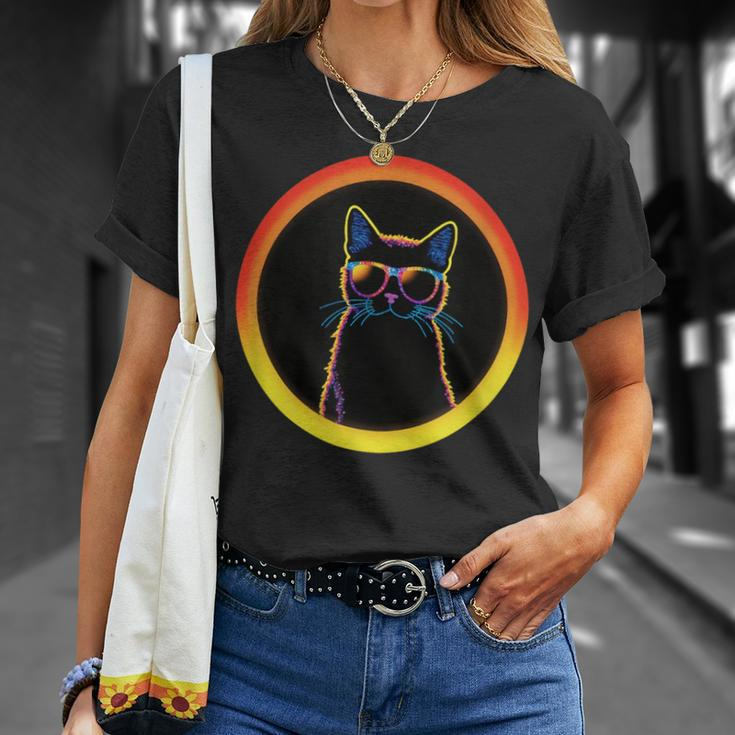 Cute And Cat Wearing Eclipse Glasses T-Shirt Gifts for Her