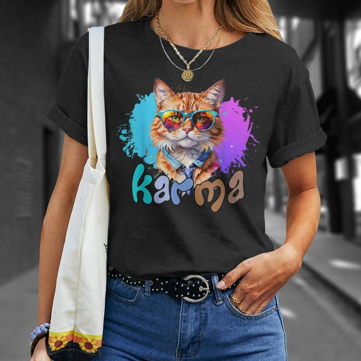 Cute Cat Lover Heart Shape Karma T-Shirt Gifts for Her