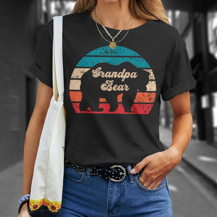 Cute Grandpa Bear Sunset Silhouette Fun Retro Fathers Day T-Shirt Gifts for Her