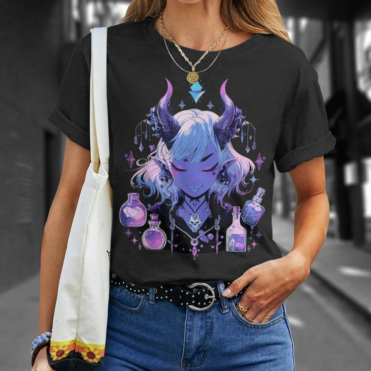 Cute Kawaii Witchy Demonic Lady Crystal Alchemy Pastel Goth T-Shirt Gifts for Her