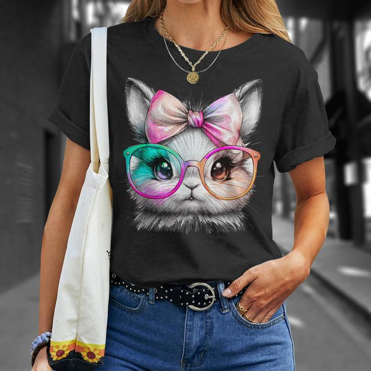 Cute Rabbit With Glasses Tie-Dye Easter Day Bunny T-Shirt Gifts for Her