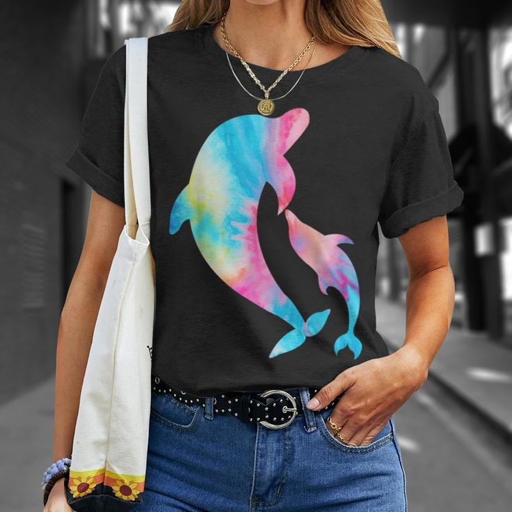 Cute Tie-Dye Dolphin Parent And Child Dolphins T-Shirt Gifts for Her
