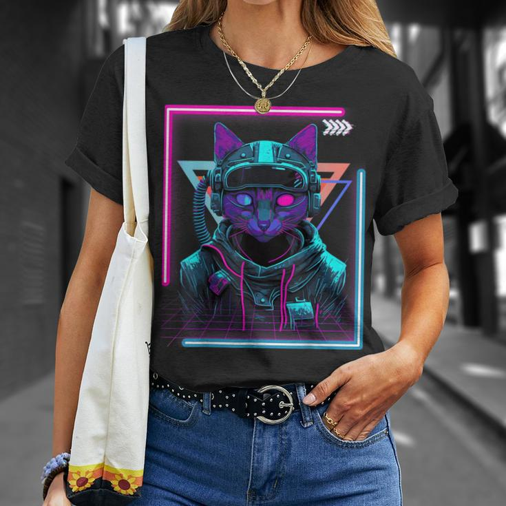 Cyberpunk Cat Kitty Punker Futuristic Cyber Punk T-Shirt Geschenke für Sie