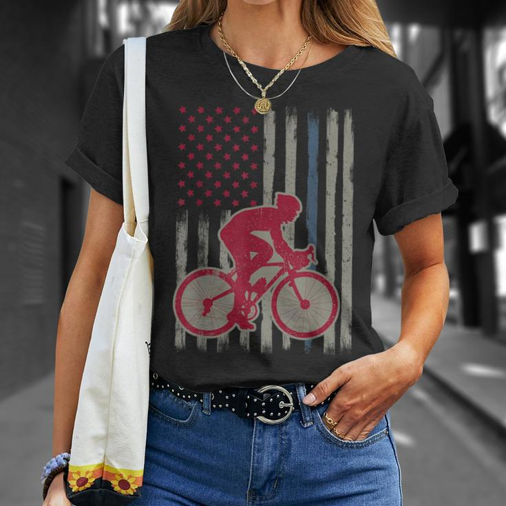 Cycling American Flag Patriotic Usa 4Th Of July Vintage T-Shirt Gifts for Her