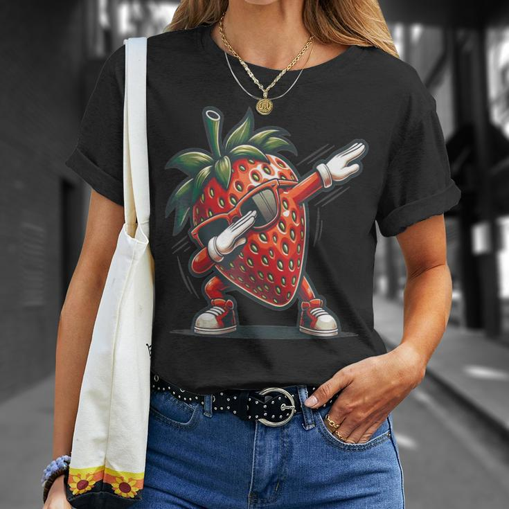 Dab Strawberry Dancing Dabbing Strawberry Fruit T-Shirt Gifts for Her