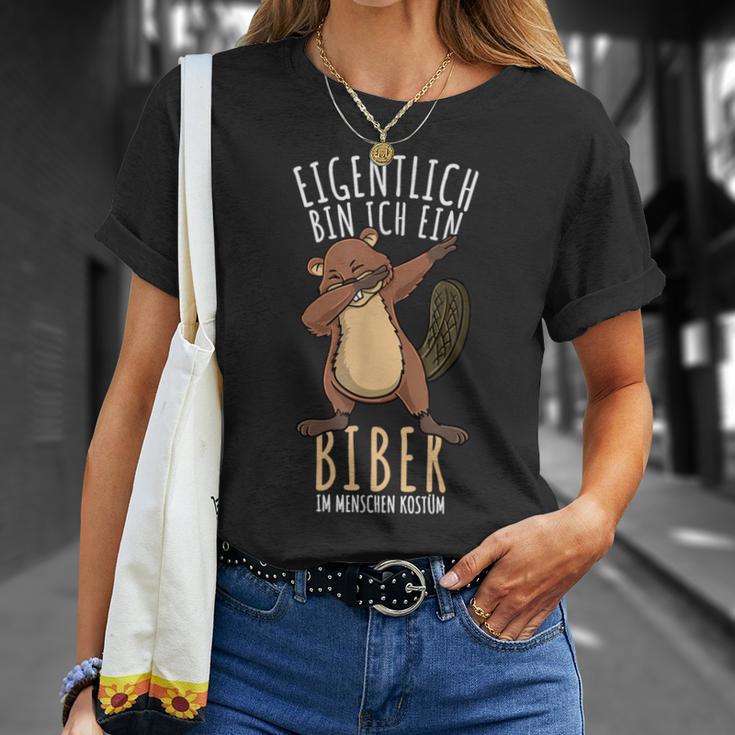 Dabbing Biber Kostüm Jungen Waldtier Black T-Shirt Geschenke für Sie