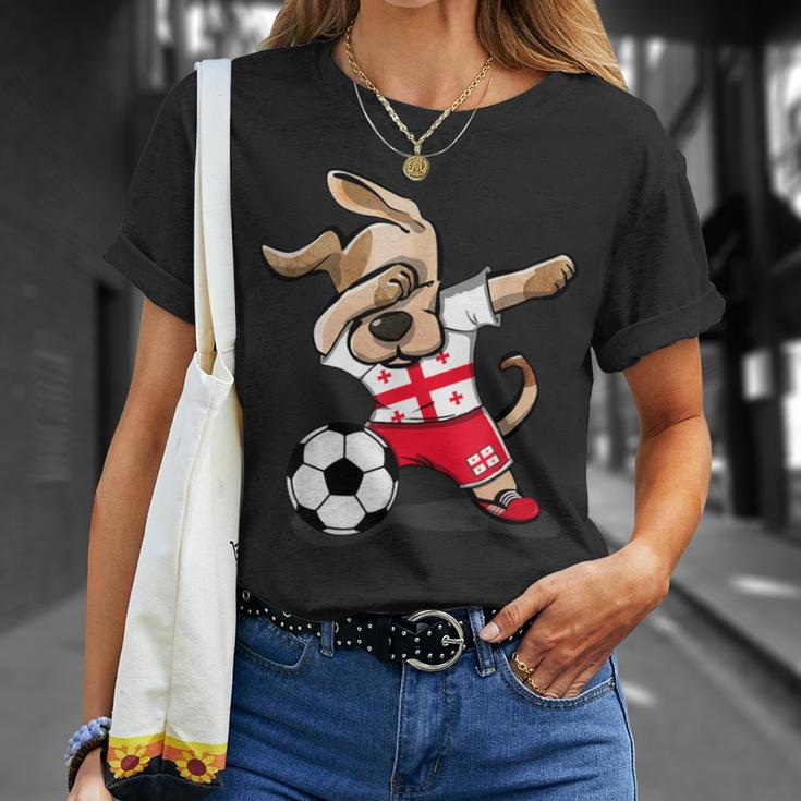 Dabbing Dog Georgia Football Georgian Flag Football T-Shirt Geschenke für Sie