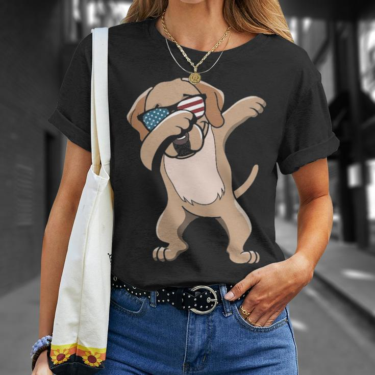 Dabbing Labrador Retriever Dog America Flag Patriotic Merica Murica Pride Free Usa 4Th Of July T-Shirt Gifts for Her