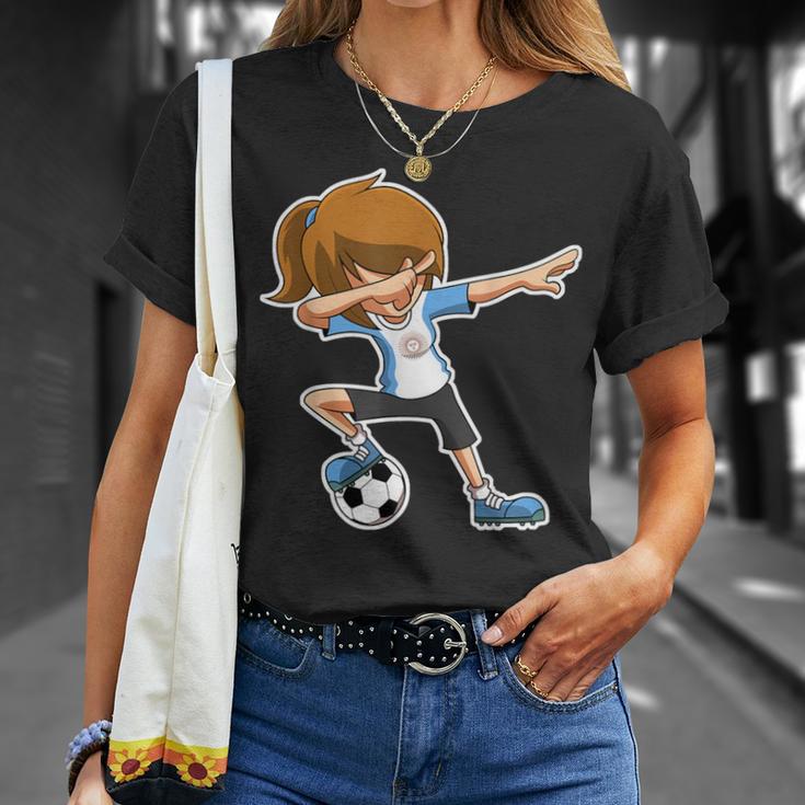 Dabbing Soccer Girl Argentina Argentinian Flag Jersey T-Shirt Gifts for Her