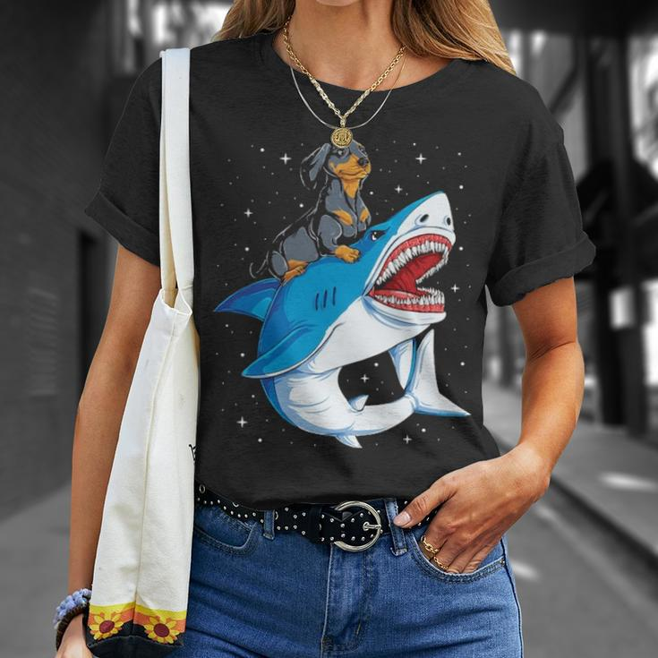 Dachshund Shark Kids Boys Men Space Galaxy Jawsome T-Shirt Gifts for Her