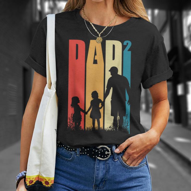 Dad 2 Kinder Lustigateratertag Geschenk Herren Männer T-Shirt Geschenke für Sie