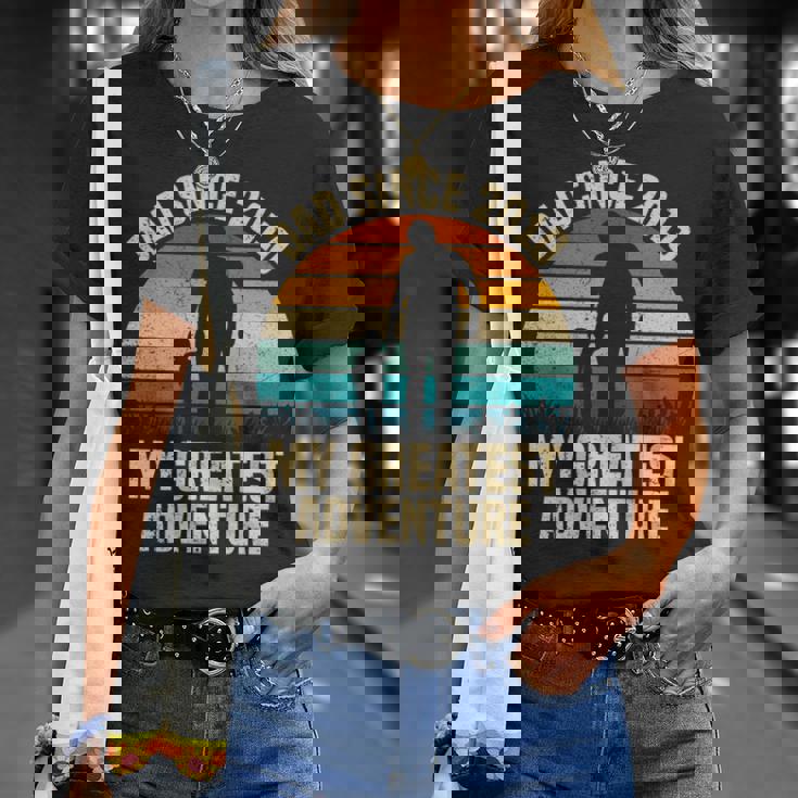 Dad Since 2010 My Greatest Adventure Vintage Father's Day T-Shirt Gifts for Her