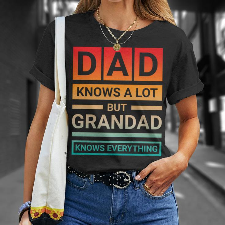 Dad Knows A Lot But Grandad Knows Everything Father Day T-Shirt Gifts for Her