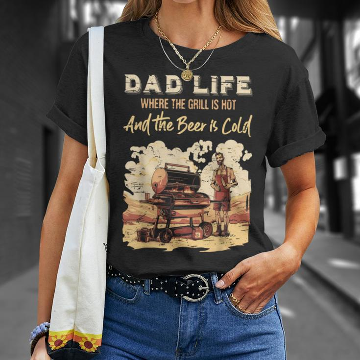 Dad Life Where The Grill Is Hot & Beer Is Cold Father's Day T-Shirt Gifts for Her