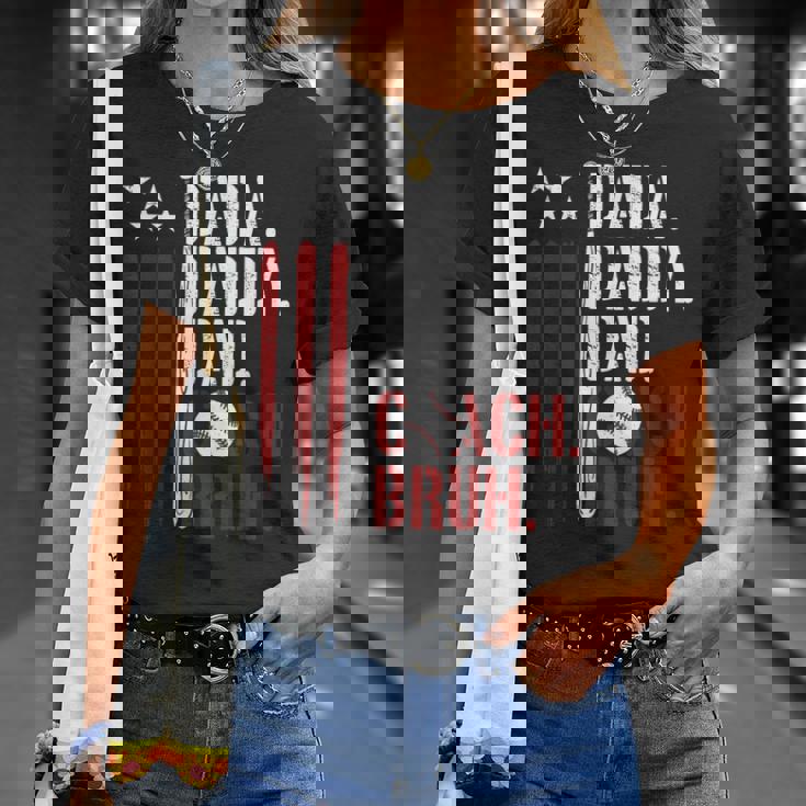 Dada Daddy Dad Bruh American Flag Baseball Coach Fathers Day T-Shirt Gifts for Her