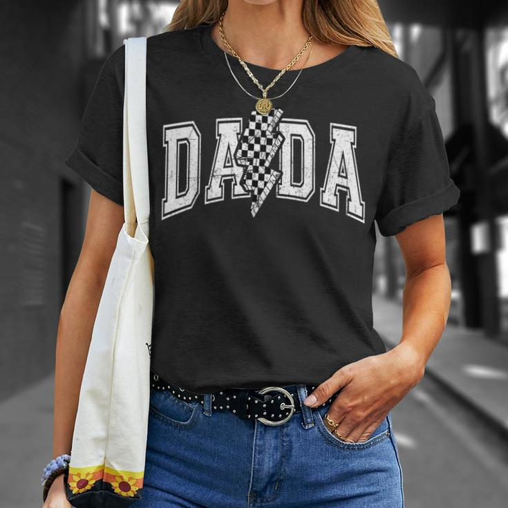 Dada Lightning Bolt Checkered Father's Day Dad Grandpa T-Shirt Gifts for Her