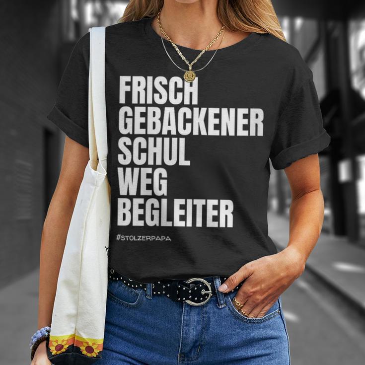 Damen I Dötzchen Papa Begleitung Einschulung Mit-Ausschnitt T-Shirt Geschenke für Sie