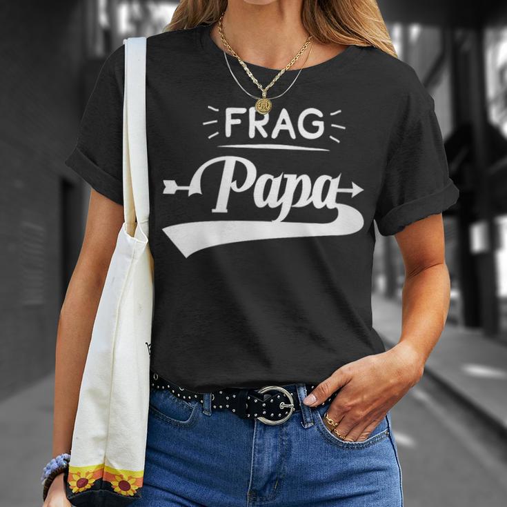 Damen Frag Papa Mit-Ausschnitt T-Shirt Geschenke für Sie