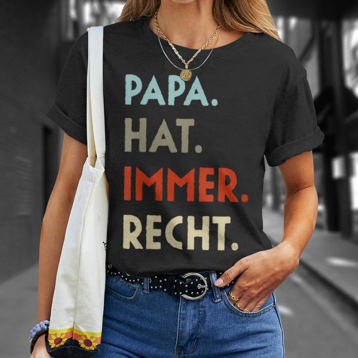 Damen Papa Hat Immer Recht Lustige Idee Zumatertag Mit-Ausschnitt T-Shirt Geschenke für Sie