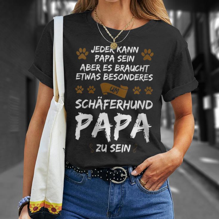 Damen Schäferhund Papa Zu Sein Schäferhund Papa Mit-Ausschnitt T-Shirt Geschenke für Sie