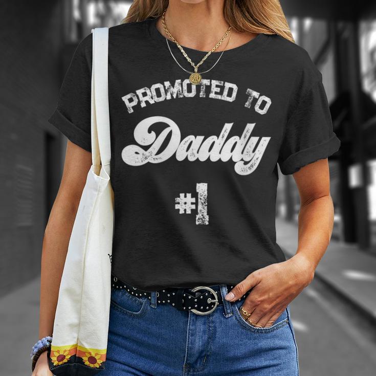 Damen Zum Papa Befördert 1 Lustigeratertag Mit-Ausschnitt T-Shirt Geschenke für Sie