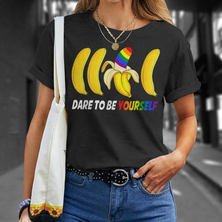 Dare To Be Yourself Bananas Gay Lgbt Pride T-Shirt Gifts for Her