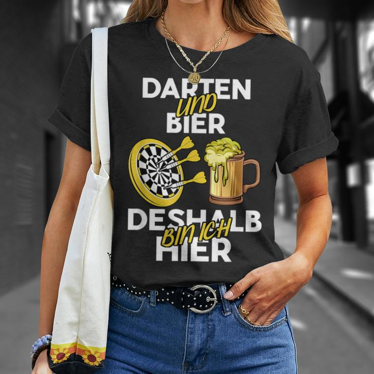 Darten Und Bier Darum Bin Ich Hier Darts Player T-Shirt Geschenke für Sie