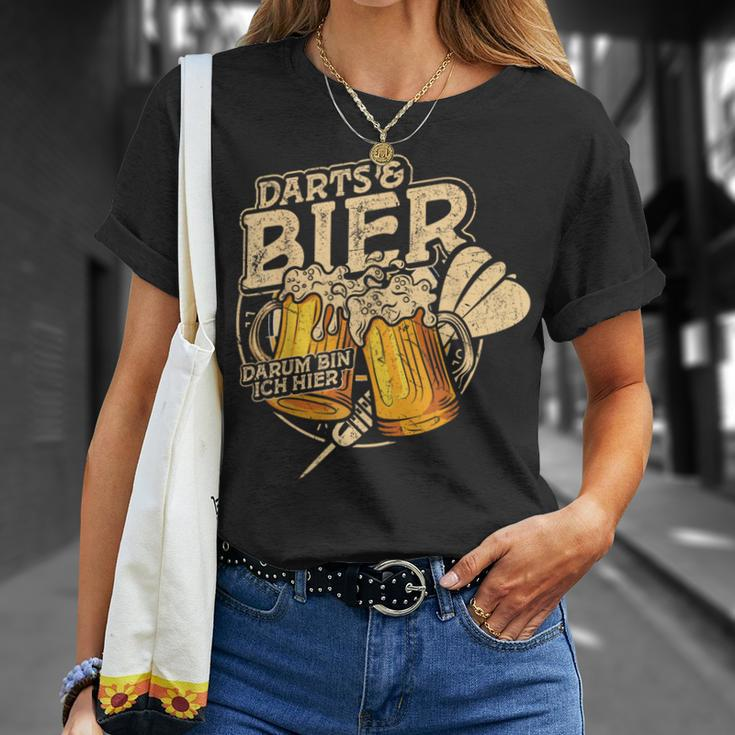 Darts Und Bier Darum Bin Ich Hier Dartspieler Dart T-Shirt Geschenke für Sie