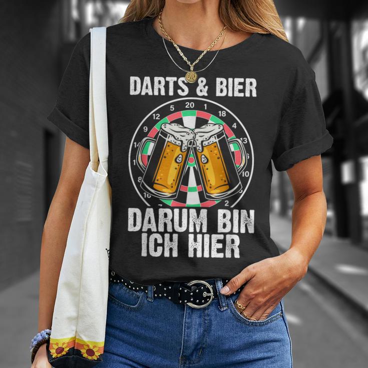 Darts Und Bier Darum Bin Ich Hier Dartspieler T-Shirt Geschenke für Sie