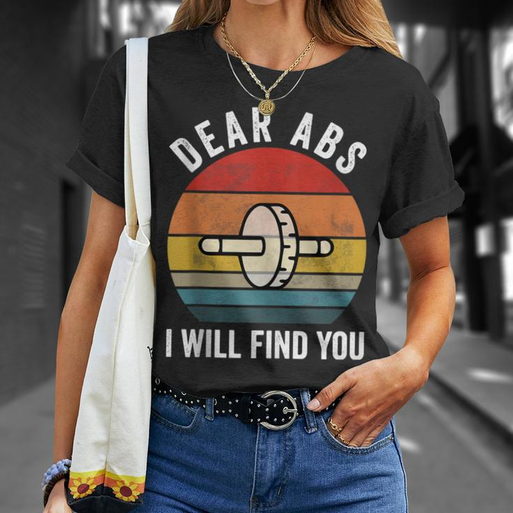 Dear Abs I Will Find You Gym Quote Motivational T-Shirt Gifts for Her