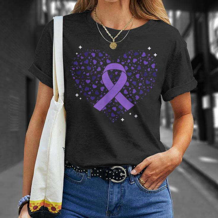 Dementia Heart Alzheimer's Disease Purple Ribbon Awareness T-Shirt Gifts for Her