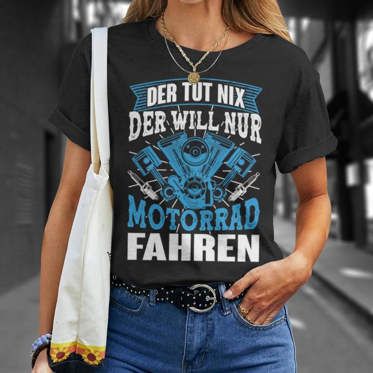 Der Tut Nix Der Will Nur Motorrad Fahren Biker Ehemann Papa T-Shirt Geschenke für Sie