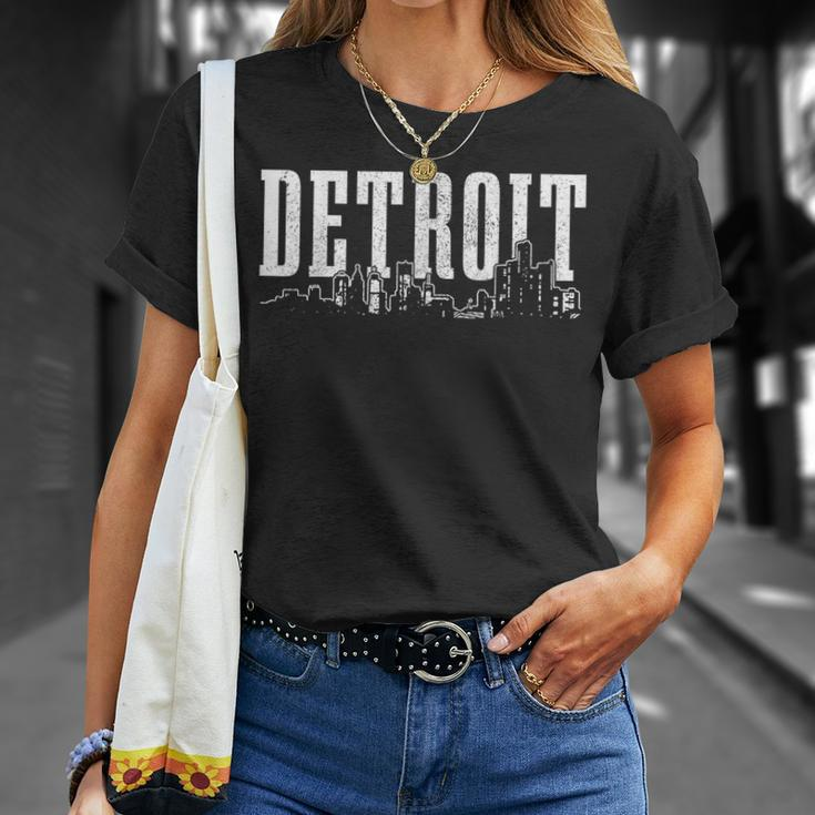 Detroit Skyline Pride Vintage Detroit Michigan T-Shirt Gifts for Her