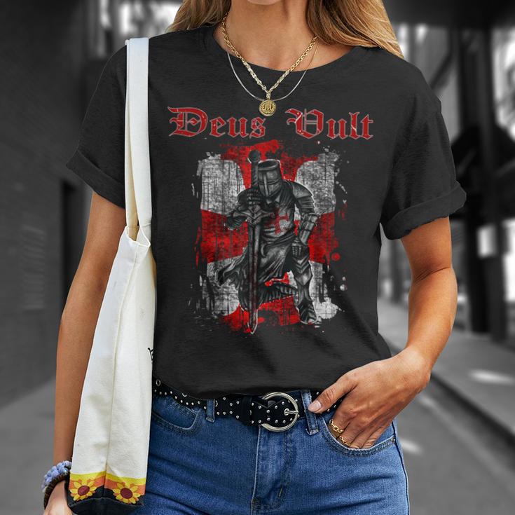 Deus Vult Knights Templar Vintage Crusader T-Shirt Geschenke für Sie