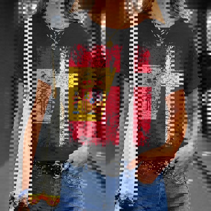 Dinamarca España Bandera De La Amistad Dinamarca Camiseta unisex Regalos para ella
