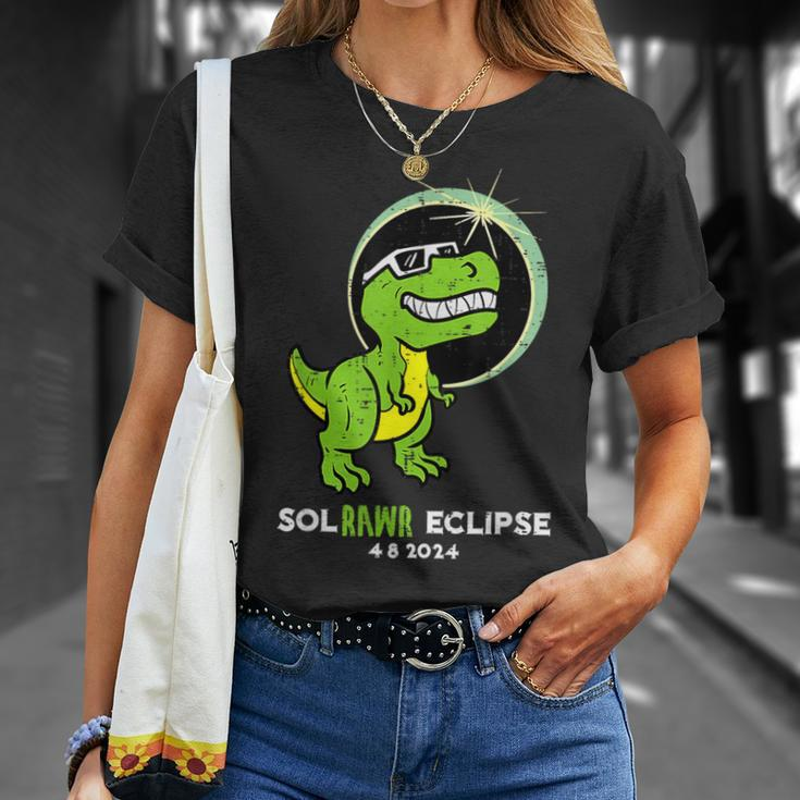 Dino Total Solar Eclipse 2024 April 8 Dinosaur Toddler Boys T-Shirt Gifts for Her