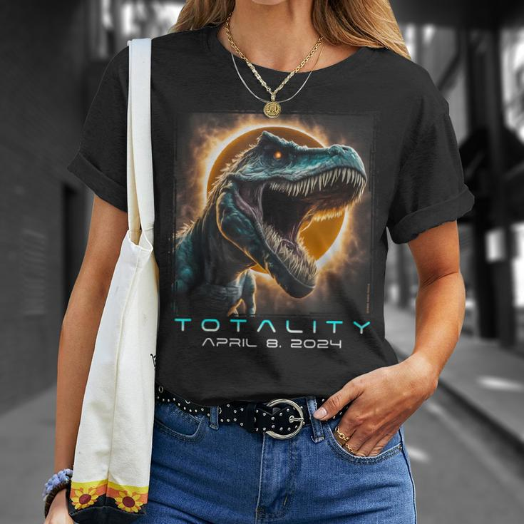 Dinosaur T-Rex Totality April 8 2024 Total Solar Eclipse T-Shirt Gifts for Her