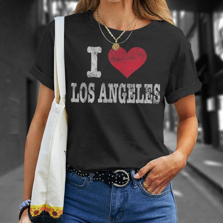 Distressed Retro I Love Los Angeles Souvenir T-Shirt Gifts for Her