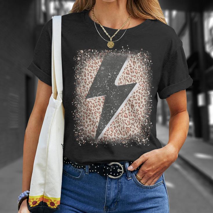 Distressed Thunder Leopard Cheetah Print Lightning Bolt T-Shirt Gifts for Her