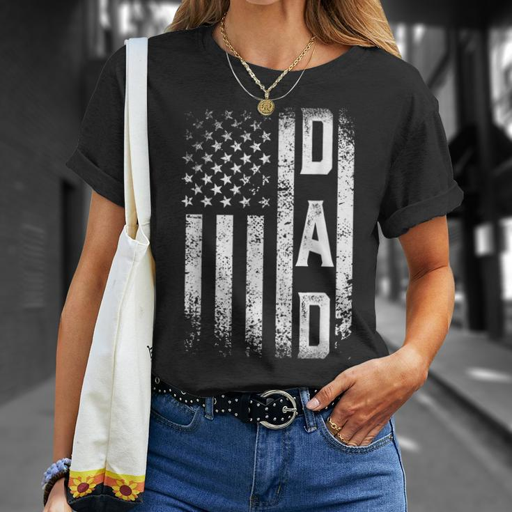 Distressed Usa Flag Dad 4Th Of July Father's Day T-Shirt Gifts for Her