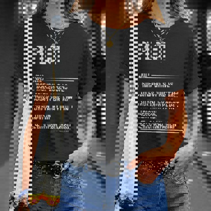 Divertido Título De Trabajo De Pilot Definition Camiseta unisex Regalos para ella