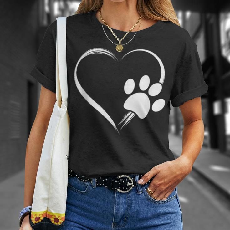 Dog Paw Print Heart For Mom For Dad T-Shirt Gifts for Her