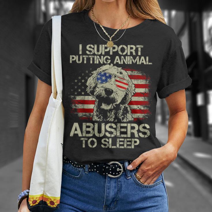 Doodle Usa Flag I Support Putting Animal Abusers To Sleep T-Shirt Gifts for Her